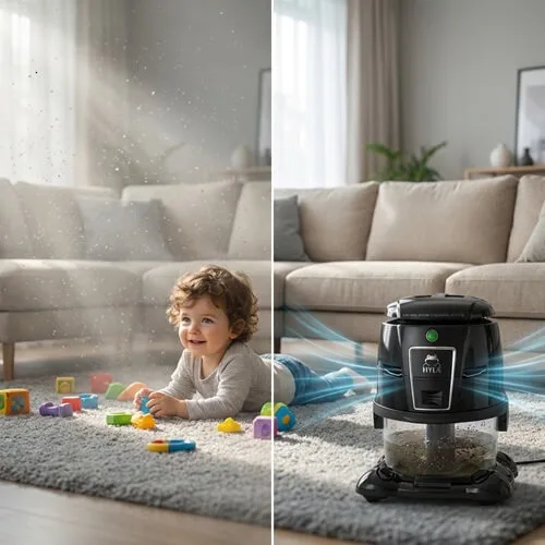 mikroplasty čištění vzduchu vodním vysavačem Hyla 